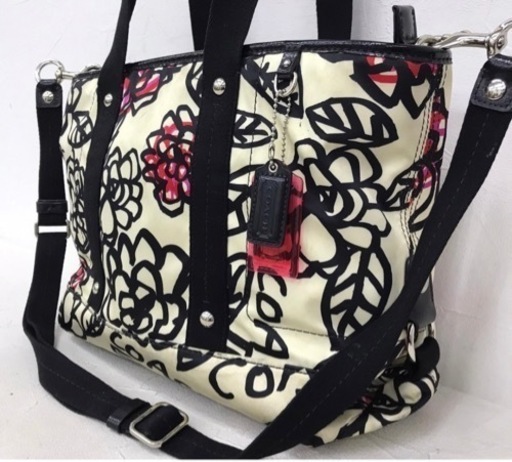 COACH撥水ポリ✖️レザー総柄2wayトートバッグ・ショルダーバッグ