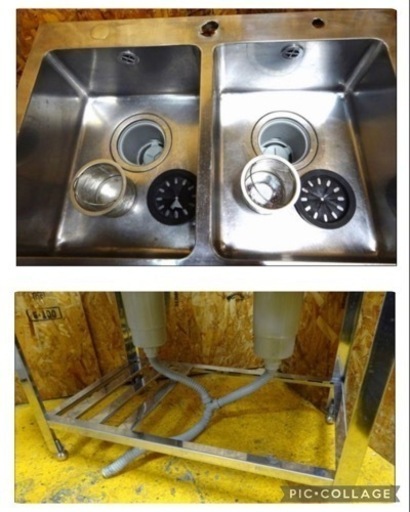 940-0) 業務用 ステンレス 2槽シンク W900D600H800 品 二槽 2層 流し台