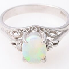Pt900 ホワイトオパール・ダイヤモンド リング 品番r21-444 Pt900 ホワイトオパール・ダイヤモンド リング 品番r21-444