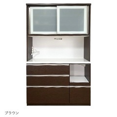 食器棚 キッチンボード ブラウン×ホワイト 木目調