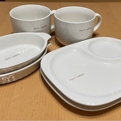 スープカップとプレートそしてグラタン皿 同デザイン各2個3種計6...
