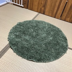 ニトリ　円形ラグ　シャギーラグ　グリーン　90cm