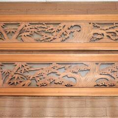 23区に-【骨7月】≪zyt948ジ≫ 欄間/らんま 松竹梅 両面ガラス入り