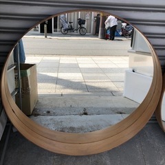 #7256 IKEA 丸鏡　ウッド