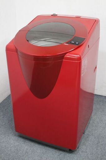 真っ赤なボディの洗濯機 スラッシュ 8.0kg シャイニーレッド AQUA/アクア AQW-LV800E(R) 2016年製 中古家電 店頭引取歓迎 R7092)