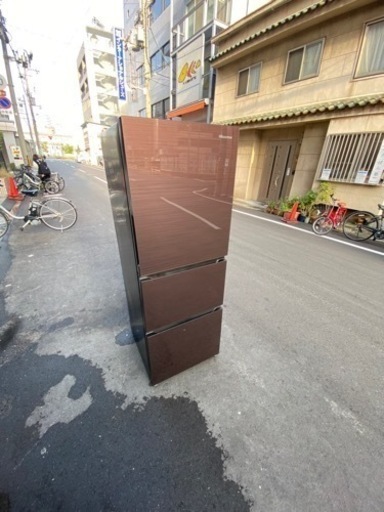 大阪市内配達設置無料 オシャレ冷蔵庫２８２L 強化ガラスドア保証有り