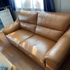 本革　ソファー　3人掛け　キャメル