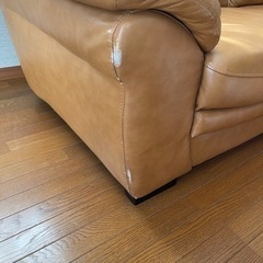本革　ソファー　3人掛け　キャメル