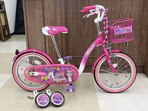 札幌市/清田区 自転車 ミニーマウス ポッピン リボン16 キッズ 子供  女児 女の子 16インチサイクリング
