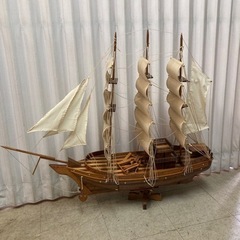 帆船模型 帆かけ船 舟 木製 アンティーク オブジェ 詳細不明