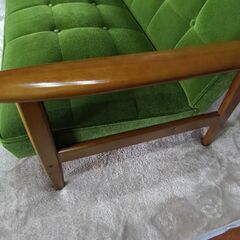 カリモク60　Kチェア2シーター　モケットグリーン