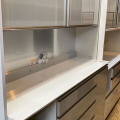 5/18 値下げ!!PAMOUNA/パモウナ  2面レンジボード 食器棚 ハイカウンターハイグロス オートレール No.3836 ※現金、クレジット、スマホ決済対応※