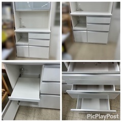 J2381 美品！福岡家具 大川家具 松田家具 食器棚 レンジボード 1000 スパンレンジ   IDC大塚家具 取扱  クリーニング済み
