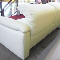 札幌白石区 3人掛けソファ ニトリ N-シールド 合皮ソファ 白 ホワイト ソファー 長椅子 本郷通店