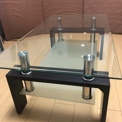 LOWYA ローテーブル ガラステーブル 幅110cm 強化ガラス天板