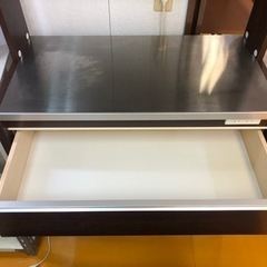 【リサイクルサービス八光】幅91㎝　ダークブラウン　2口コンセント付レンジボード