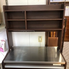 【リサイクルサービス八光】幅91㎝　ダークブラウン　2口コンセント付レンジボード