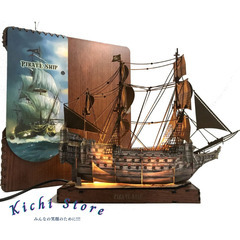 海賊船　3Dポップアップ ミニチュア　★LED台付　模型　帆船　...