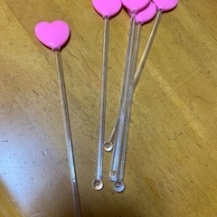 【マドラー　ハート　ピンク色　透明　5本セット】