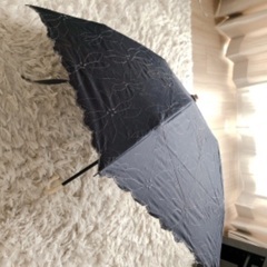 日傘　ネイビー　刺繍　折りたたみ傘