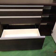【愛品館八千代店】松田家具　スライド扉キッチンボード　1680　DBR