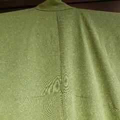 緑の着物、汚れ無し、たぶん正絹です、コスプレ、リメイク