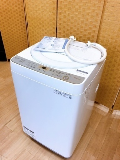 【引取】SHARP シャープ ES-GE6C-W 2019年製 全自動洗濯機 6kg