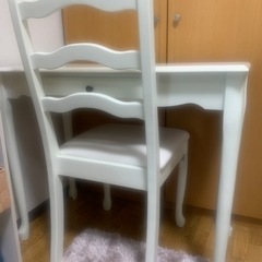 【無料】【パソコン(学習)机&椅子】白、アンティーク