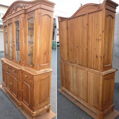 🔴手渡し山口県中心部●直接配達●ヤマト家財便●レトロ・アンティーク・カントリー調の食器棚●上下分割