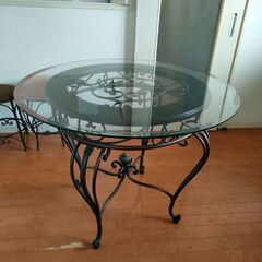 アイアン ガラス ダイニングテーブル ヴィンテージ