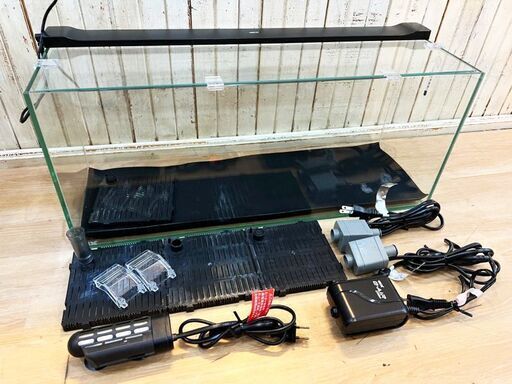 GEX/ジェックス 60cm×20cm×25cm 長方形スリムガラス水槽 ヒーター/ポンプ/ガラス蓋/LED上部ライト付き 熱帯魚 テラリウム