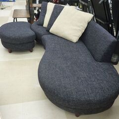 札幌／清田区 ラウンドソファ ファブリック カウチソファ 3人掛け リビング家具 生活家具 ブラック べージュ 