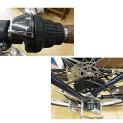 自転車 26インチ 6段変速 ブルー×ブラウン 荷台 前カゴ 鍵 LEDライト付き maruishi ママチャリ 西岡店