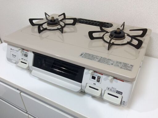 （5/3受渡済）JT6833【RINNAI/リンナイ ガスコンロ LPガス】美品 2021年製 KG64TW2L 家電 キッチン レンジ ガステーブル 左側強火 クリスタルコート