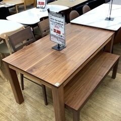 KD-3【新入荷　リサイクル品】ニトリ　コネクト　ウォールナット　ダイニング4点セット　ブラウン