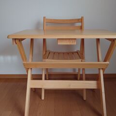 木製折りたたみテーブル＋チェアセット