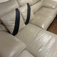 NITORI ニトリ 本革 クッション付き L字 カウチソファー ベージュ ロゾ4