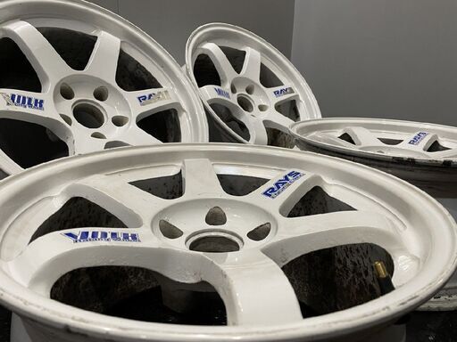 超希少 廃盤 RAYS VOLK RACING TE37 ボルクレーシング 17インチ 4本 10J5HPCD114.3+18 ホワイト GTR FD3S RX-7 シルビア 鍛造 (VHR006) クレジットカード QRコード決済可能