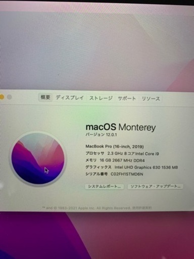 【購入者決定済】高スペックMacBook ¥120,000/Core i9/16GB/1TBSSD