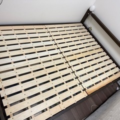 無印　木製ベッドフレーム　ダブル　タモ材