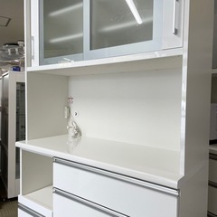 ②【超美品‼️】定価21万♪ 高級 松田家具 117cm幅キッチンボード 食器棚 収納家具 ホワイト♪