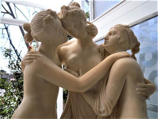 □アントニオ・カノーヴァ作 三美神像 大理石 女神像 高約57cm 重量