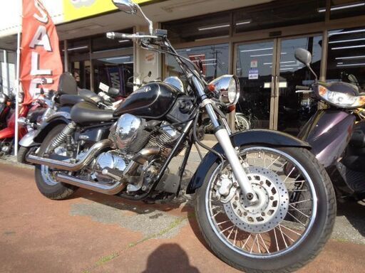 NO.4673　ドラッグスター２５０　空冷Ｖツイン２５０ｃｃ　アメリカン　スラッシュカットマフラー　ブラック　☆彡
