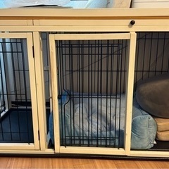トイレルーム付ペットゲージLL　木製 犬 ペット ケージ　室内犬