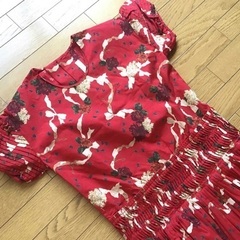 試着のみ 8万購入 ピンクハウス コットン 半袖 ワンピース 赤 