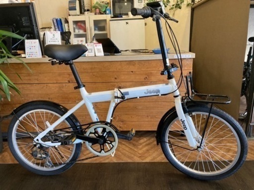 タイヤ・チューブ新品！】6段変速 20インチ折りたたみ自転車 ホワイト