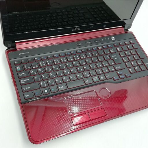日本製 15.6型 赤色 ノートパソコン 富士通 AH54/E レッド 中古良品