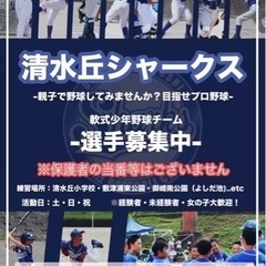 少年軟式野球　清水丘シャークス　小学生選手メンバー募集！