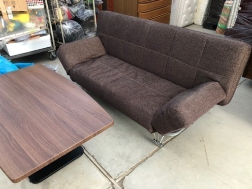 ソファベッド 3人掛けタイプ 布張り ブラウン 180cm×80cm×高さ85cm