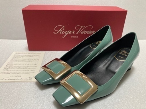 ロジェヴィヴィエ　Roger Vivier　DECOLLETE BELLE スクエア バックル ヒール パンプス ペパーミント　サイズ36 正規品
